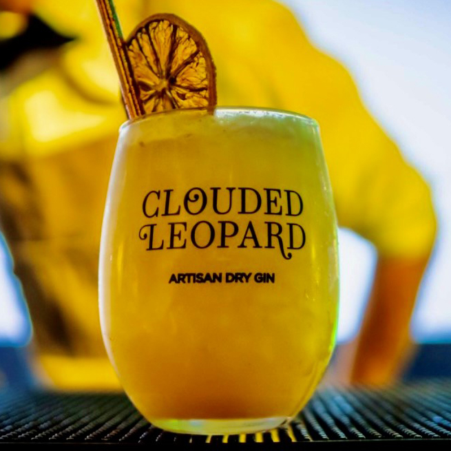 Branded Clouded Leopard Gin Glass